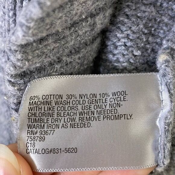 Vintage y2k Worthington Grey Knit Wide Collar Poncho Style Cardigan Sweater - Picture 5 of 5